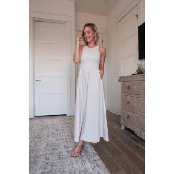 ZELLA Effortless Cutout Back Hybrid Dress in Grey Moonbeam Size Large - Picture 3 of 15